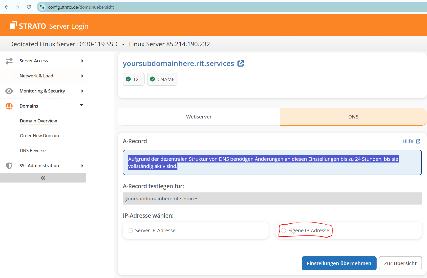 enter ip address