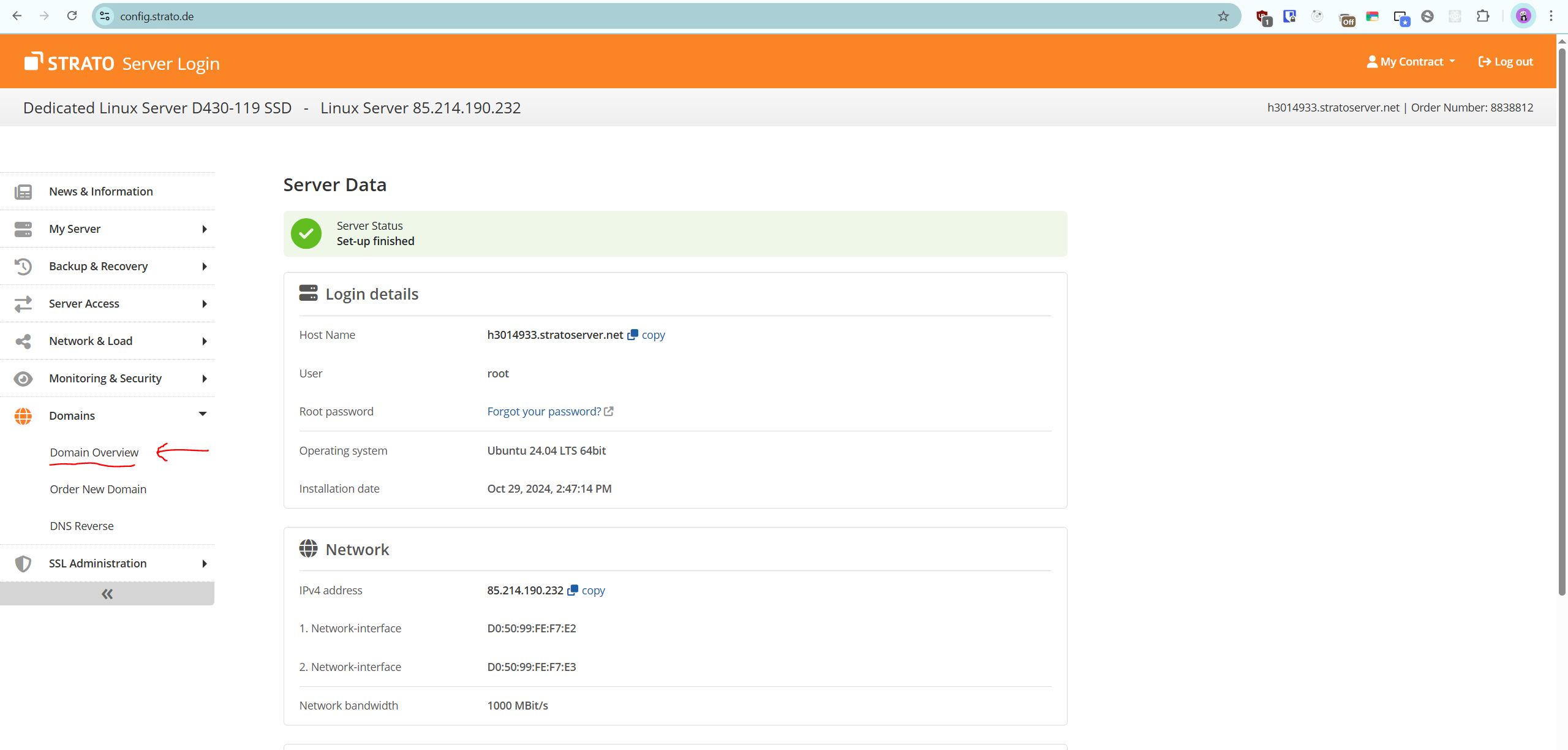 Domain Overview Tab