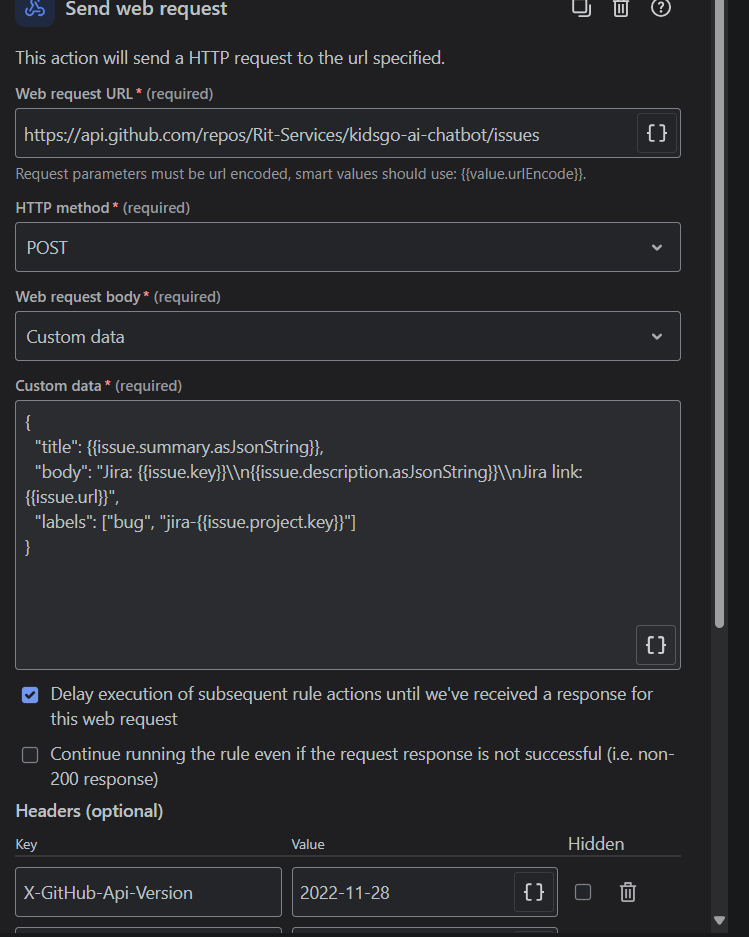 Web Hook Configuration