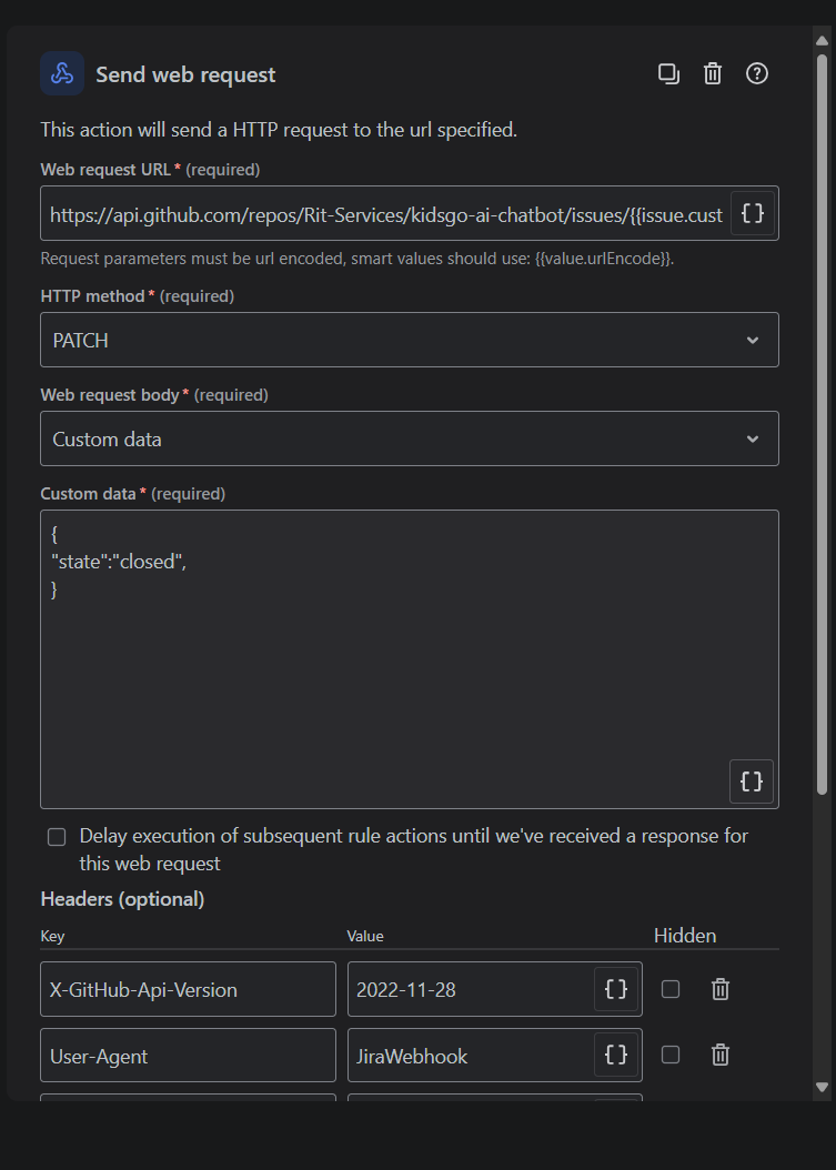 Closing Webhook Configuration
